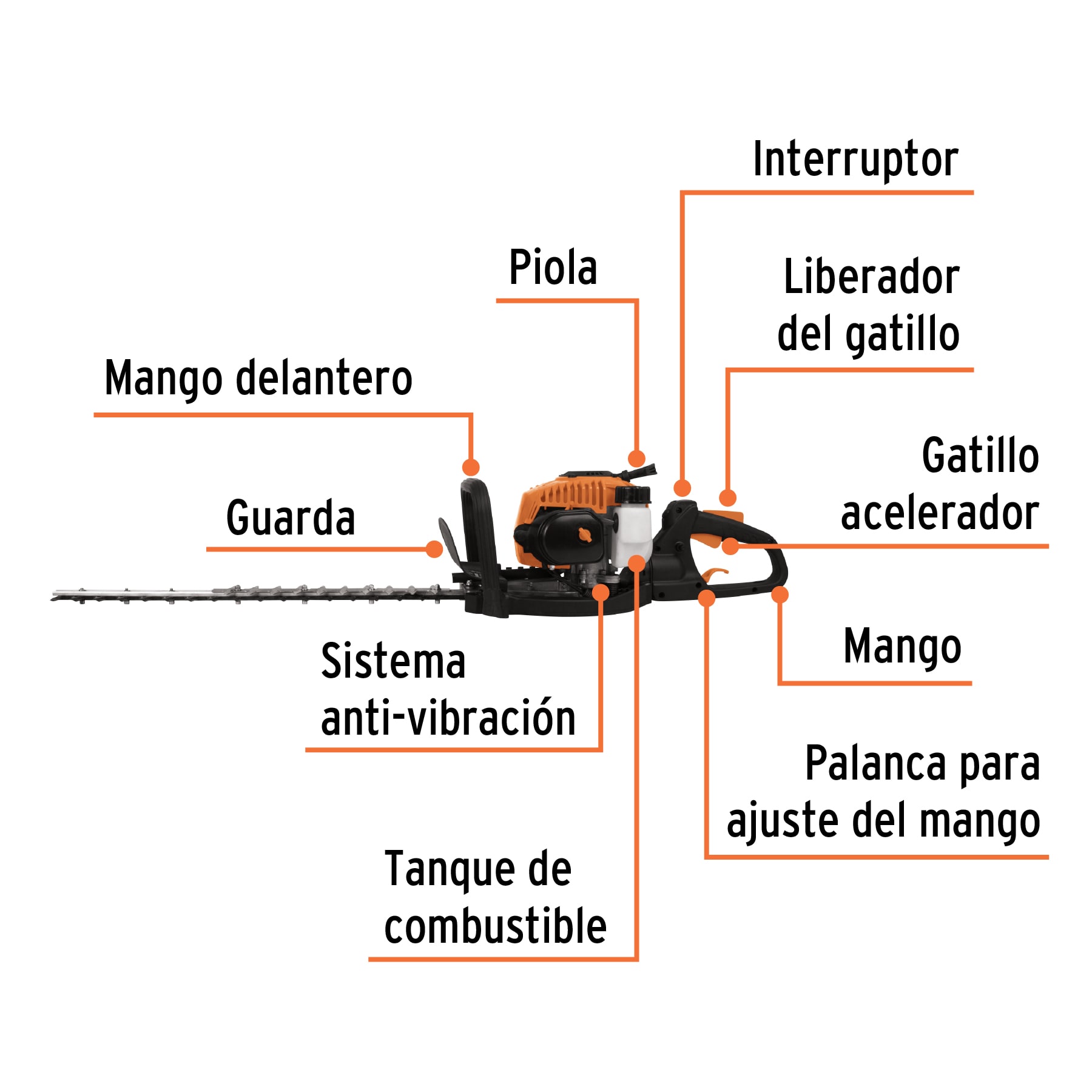 Foto 3 | Cortasetos Truper COS-26X color Naranja con Motor a Gasolina 26 CC Profesional