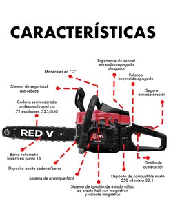 Foto 2 | Motosierra a Gasolina Red Velvet 2.5 hp con Accesorios