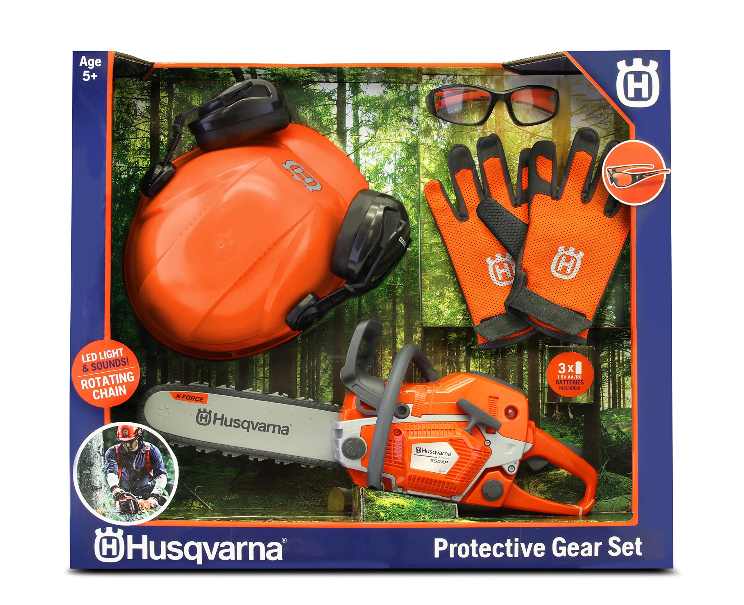 Motosierra De Juguete Husqvarna 550xp Con Kit De Protección Personal Para Niños De Más De 3 Años - Venta Internaciona