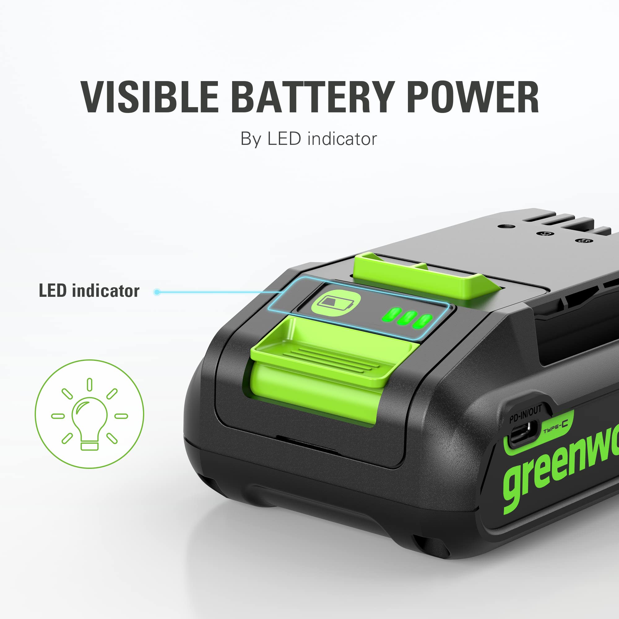 Foto 3 | Batería Greenworks 24 V 2.0 Ah Genuina Con Puerto Usb-c - Venta Internacional.