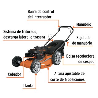 Foto 3 | Podadora de Motor a Gasolina Truper P-520 color Naranja