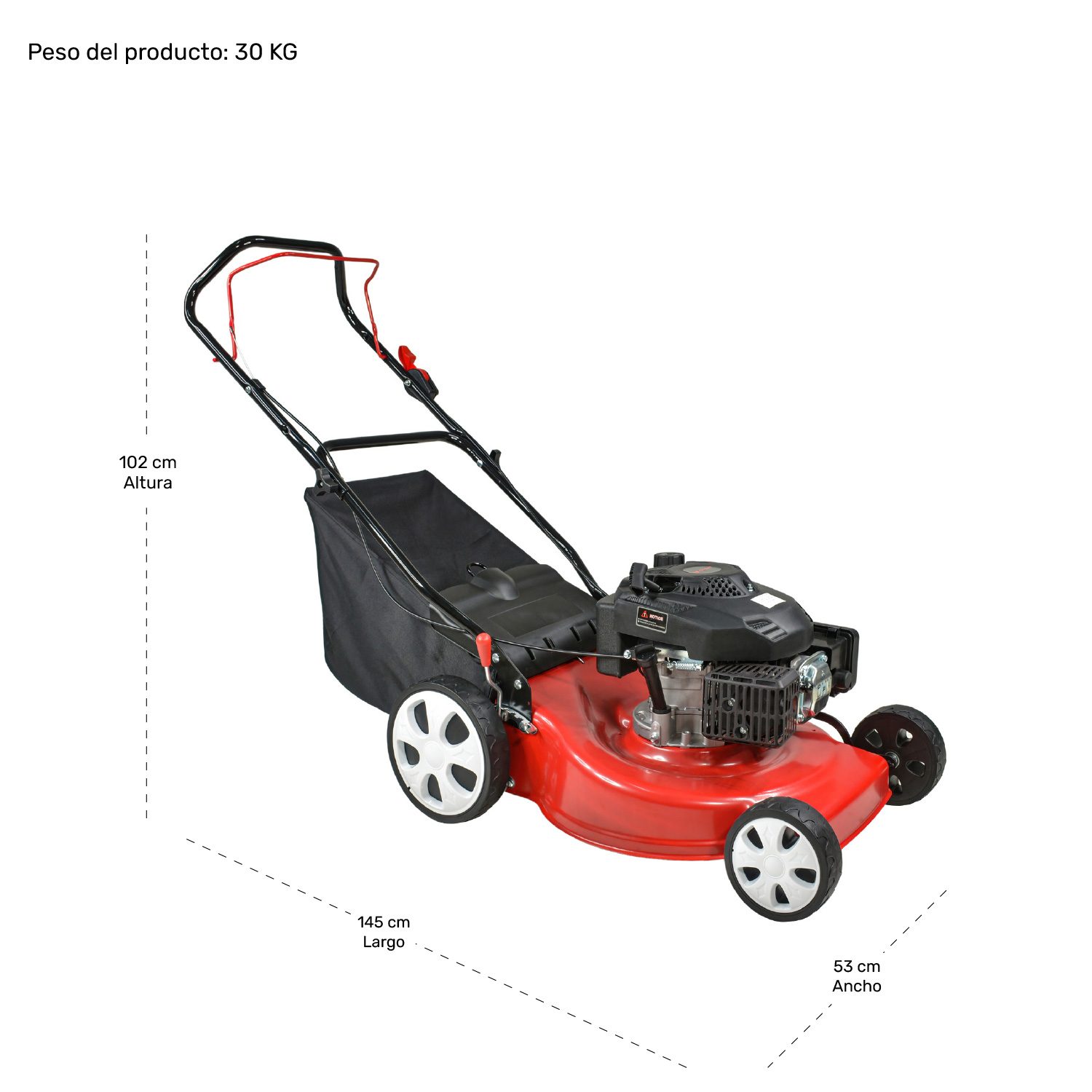 Foto 3 pulgar | Podadora de Pasto Gutstark mkz-poda5hp20roj color Rojo 5 Hp Motor a Gasolina 13 L 159CC Corte 20 "