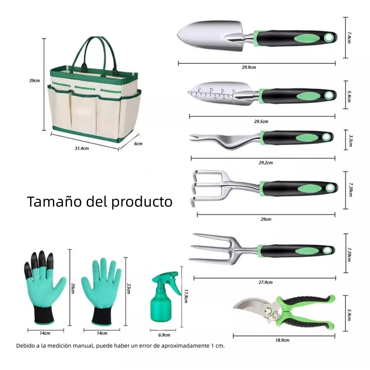 Foto 3 pulgar | Juego De Herramientas De Jardín Kit Manual Jardinería 11pzs Eo Safe Imports Esi-11990 Verde