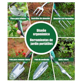 Foto 3 | Juego De Herramientas Y Jardín 22 Pzs Aleación De Aluminio Verde Negro Plata