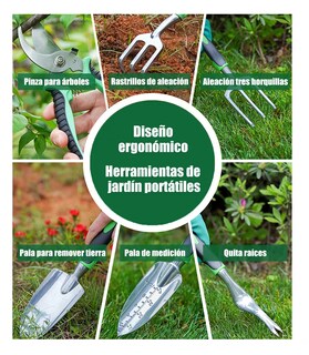 Foto 3 | Juego De Herramientas Y Jardín 22 Pzs Aleación De Aluminio Verde Negro Plata