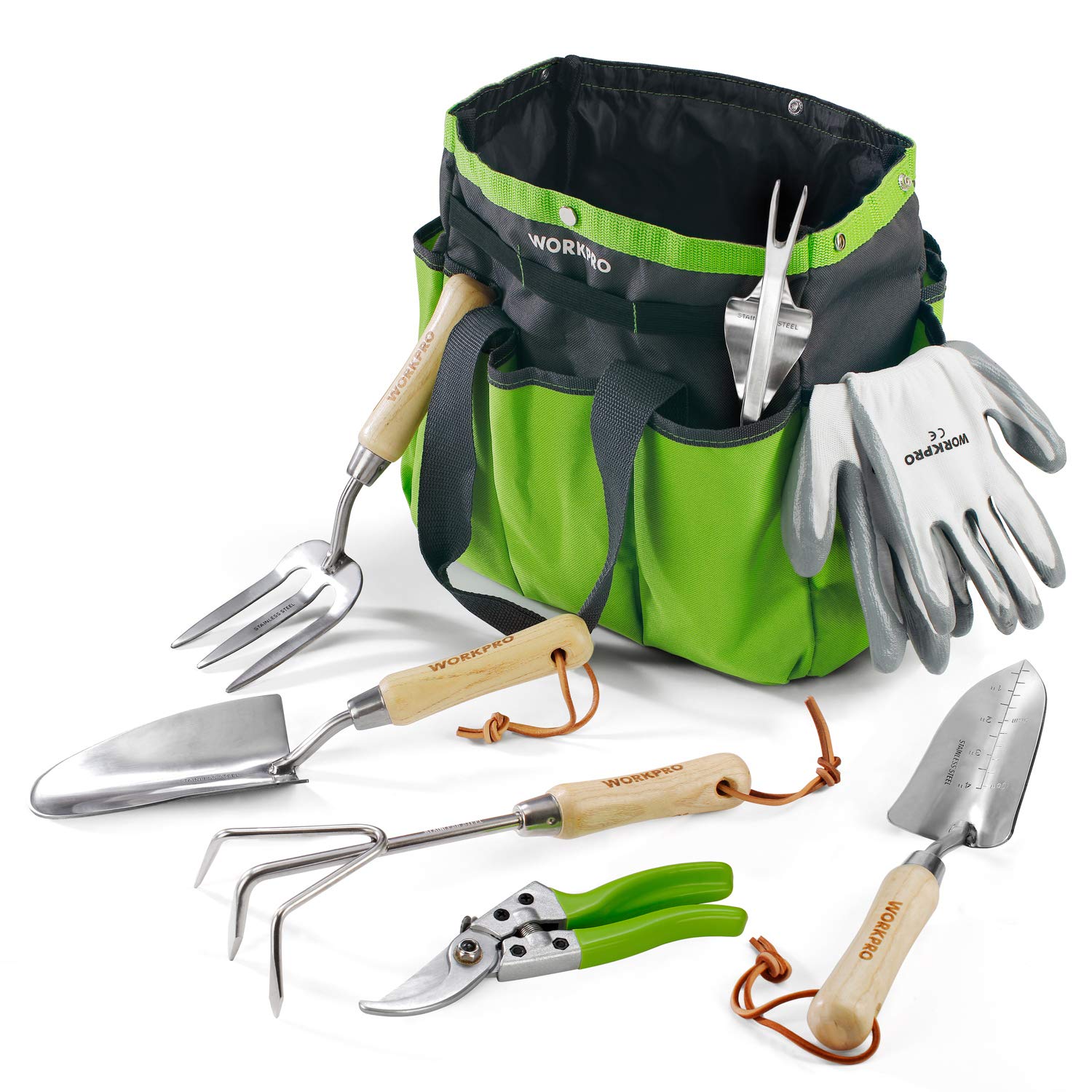 Juego De Herramientas De Jardín Workpro De Acero Inoxidable De 7 Piezas Con Bolsa De Mano - Venta Internacional.