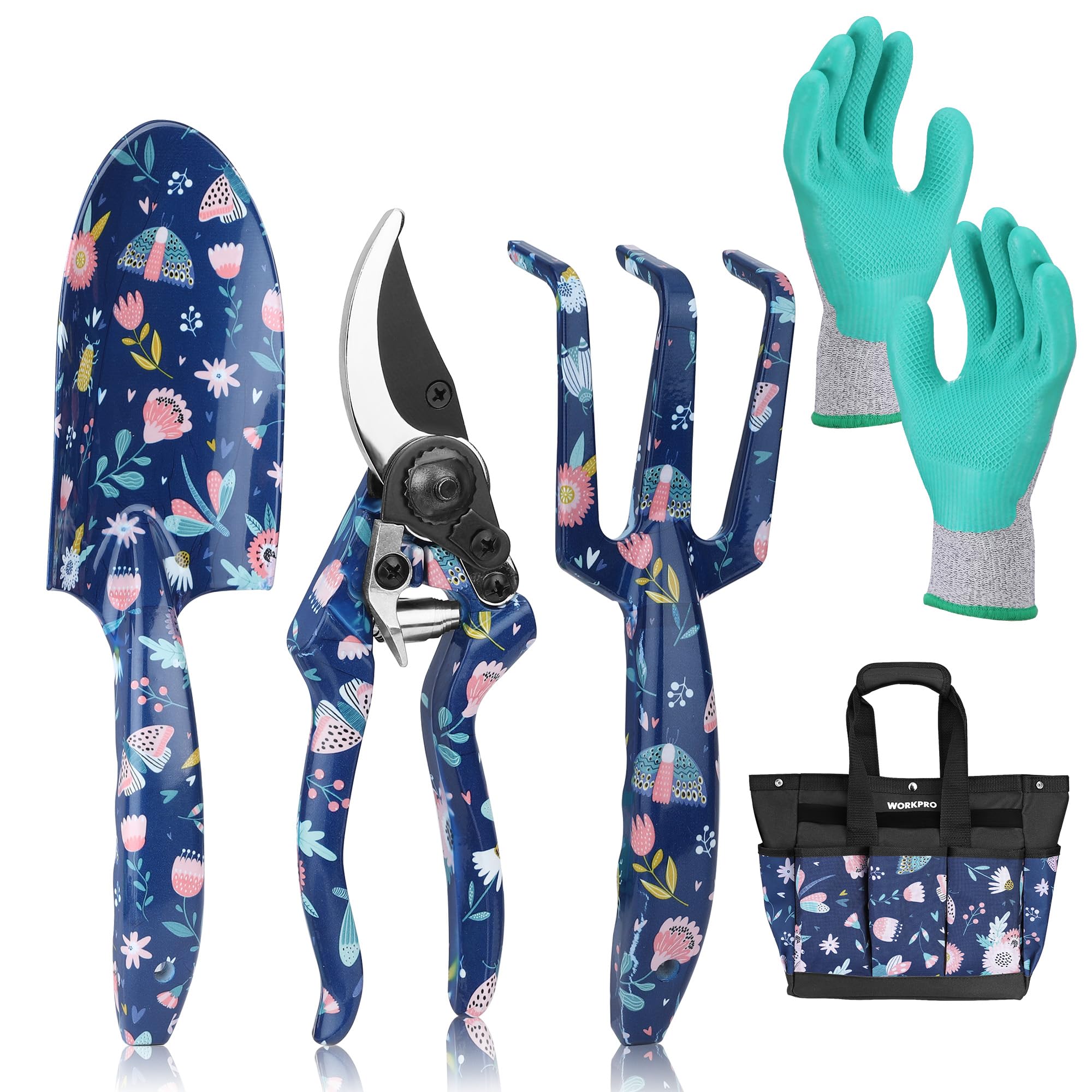 Foto 2 pulgar | Juego De Herramientas De Jardín Workpro De Aluminio Resistente, 5 Piezas Con Bolsa Azul - Venta Internacional.