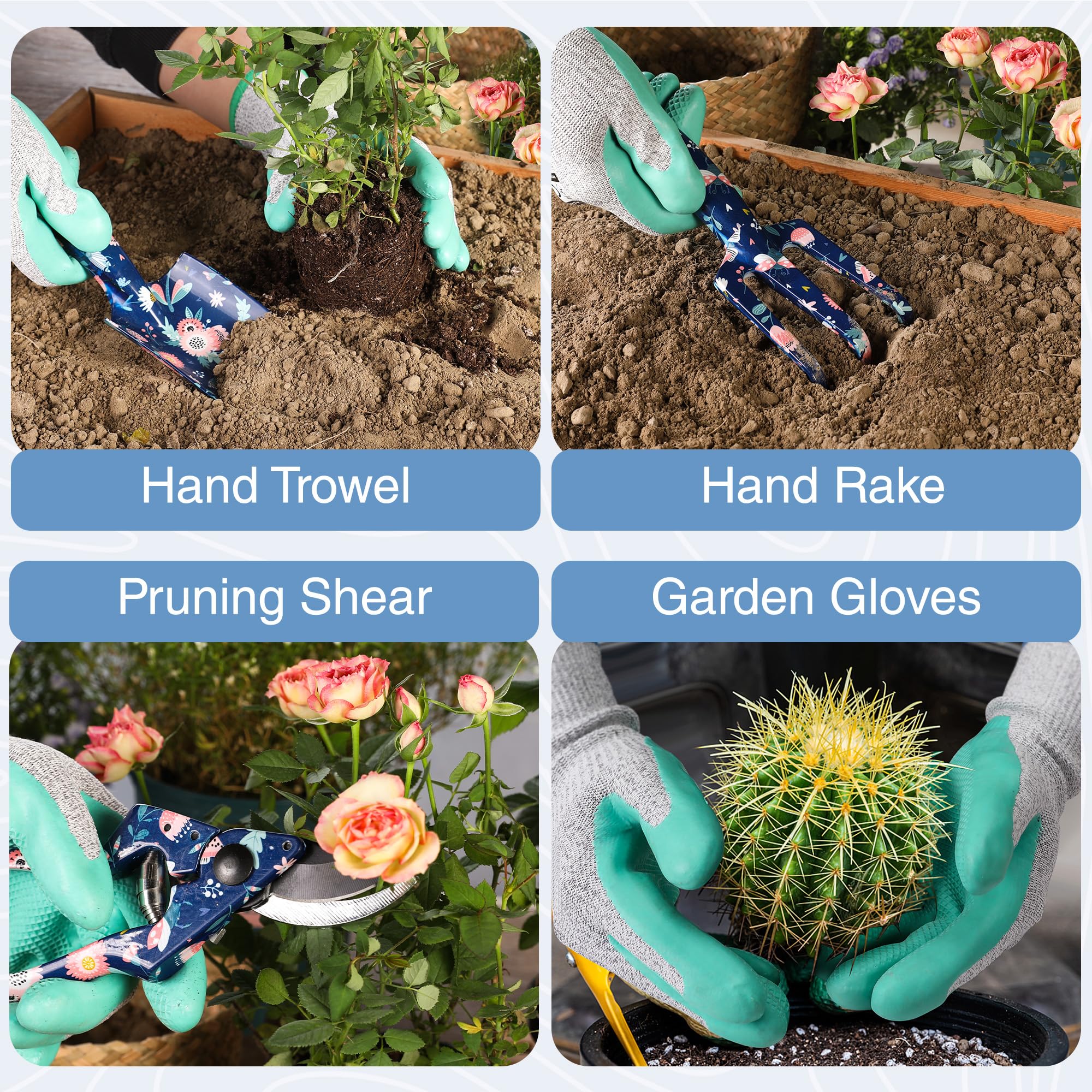 Foto 4 pulgar | Juego De Herramientas De Jardín Workpro De Aluminio Resistente, 5 Piezas Con Bolsa Azul - Venta Internacional.