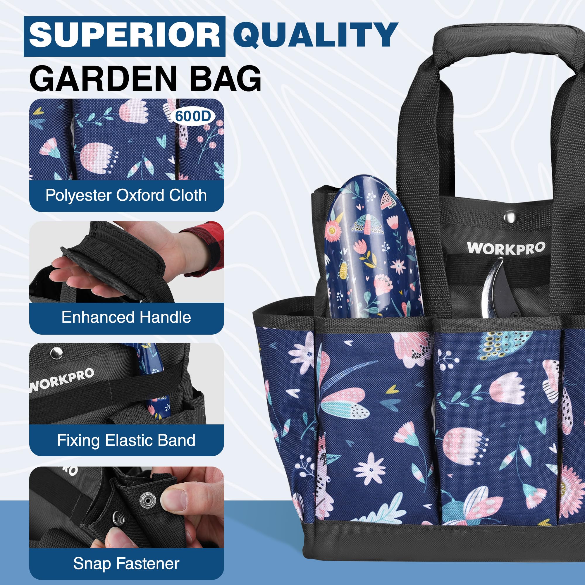 Foto 5 pulgar | Juego De Herramientas De Jardín Workpro De Aluminio Resistente, 5 Piezas Con Bolsa Azul - Venta Internacional.