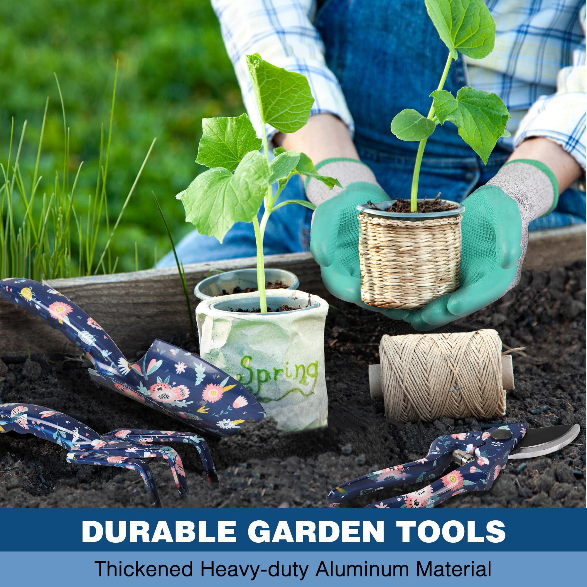 Foto 7 pulgar | Juego De Herramientas De Jardín Workpro De Aluminio Resistente, 5 Piezas Con Bolsa Azul - Venta Internacional.