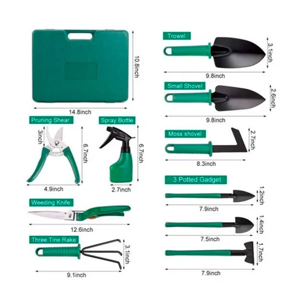 Foto 3 pulgar | Kit De Herramientas De Jardinería Con Rastrillo De Acero Y Tijeras De Podar Con Funda, 10 Unidades - Venta Internacion