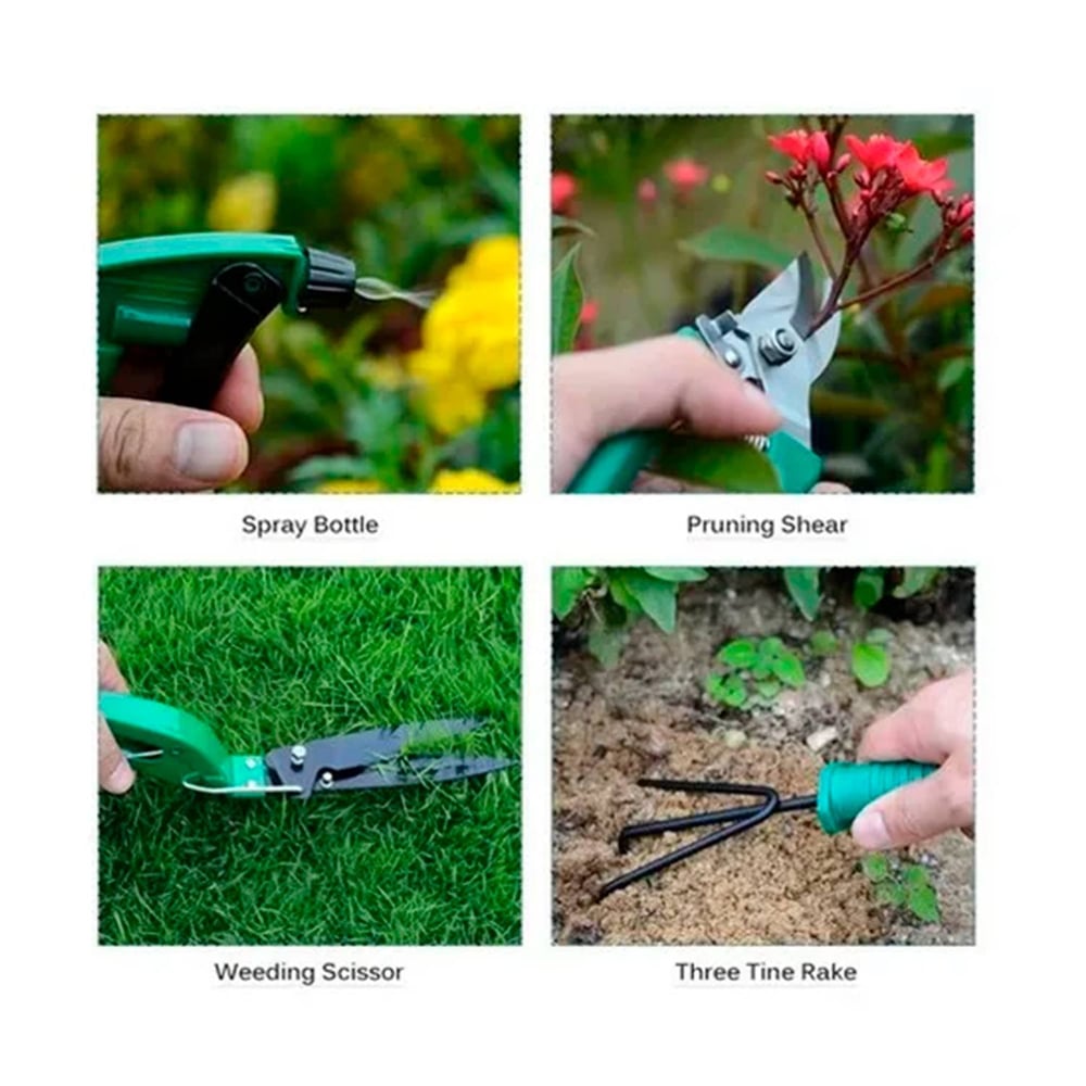Foto 6 pulgar | Kit De Herramientas De Jardinería Con Rastrillo De Acero Y Tijeras De Podar Con Funda, 10 Unidades - Venta Internacion
