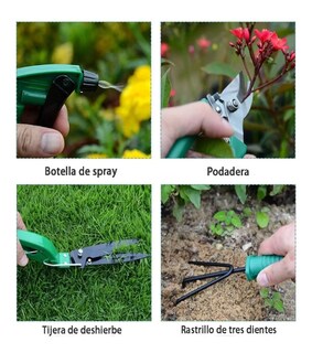 Foto 5 | Juego Herramientas De Jardinería Acero Inoxidable Lab.g Verde