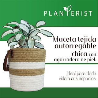 Foto 2 | Maceta Tejida Autorregable Chica con Agarradera de Piel Planterist color Marrón