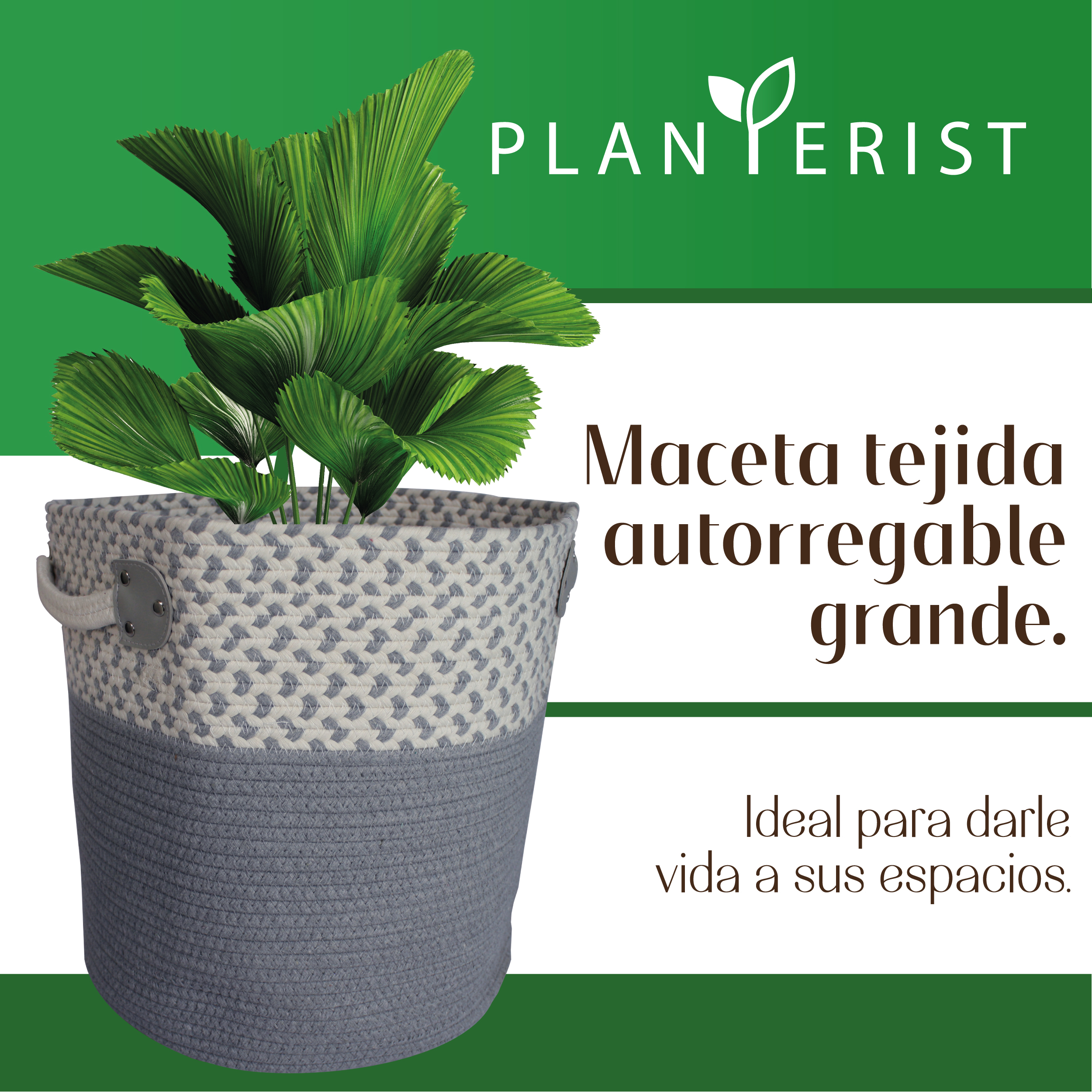 Foto 3 pulgar | Maceta Tejida Autorregable Grande Planterist Gris