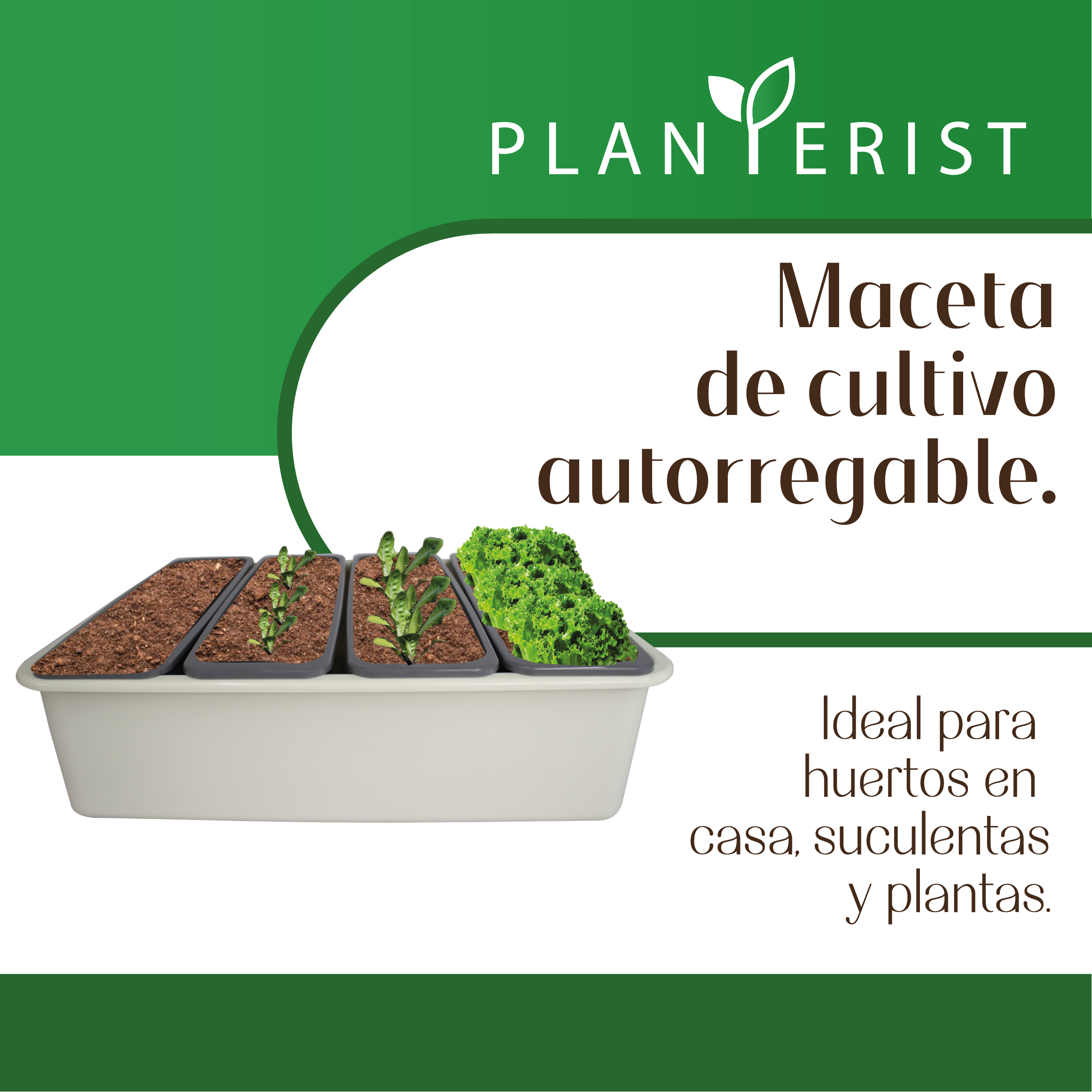 Foto 2 | Maceta de Cultivo Autorregable Rectangular Planterist Blanco Brilloso