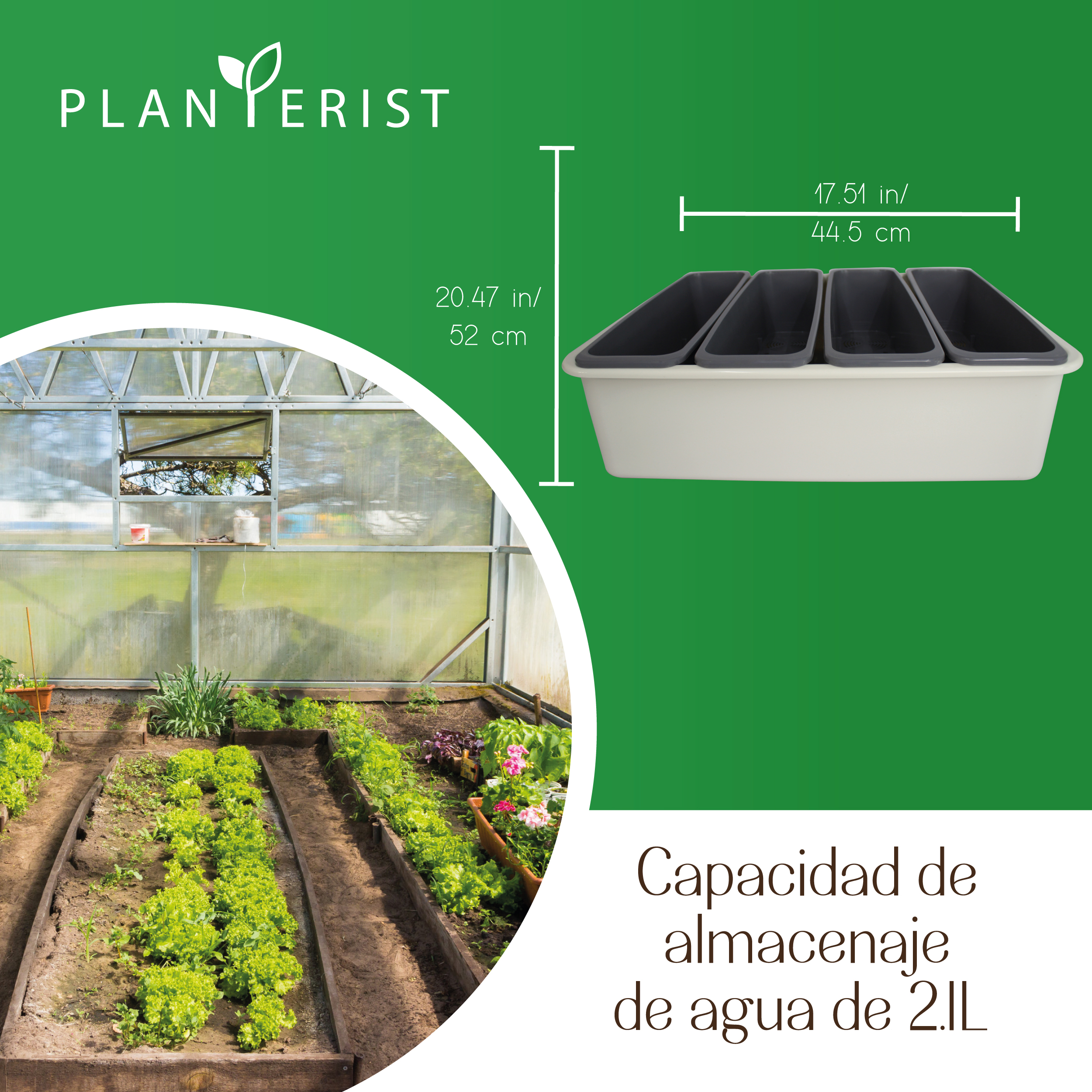 Foto 4 pulgar | Maceta de Cultivo Autorregable Rectangular Planterist Blanco Brilloso