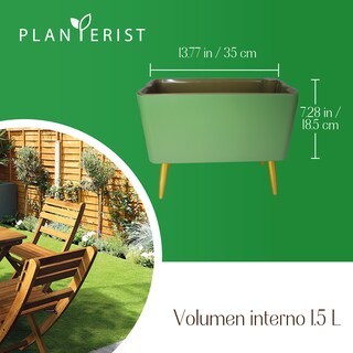 Foto 3 | Maceta Rectangular Autorregable Diseño Nórdico Planterist Verde Olivo
