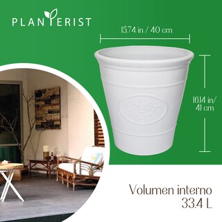 Foto 3 | Maceta Grande - Planterist - Acabado Cerámico Elegante Vintage color Blanco Brilloso