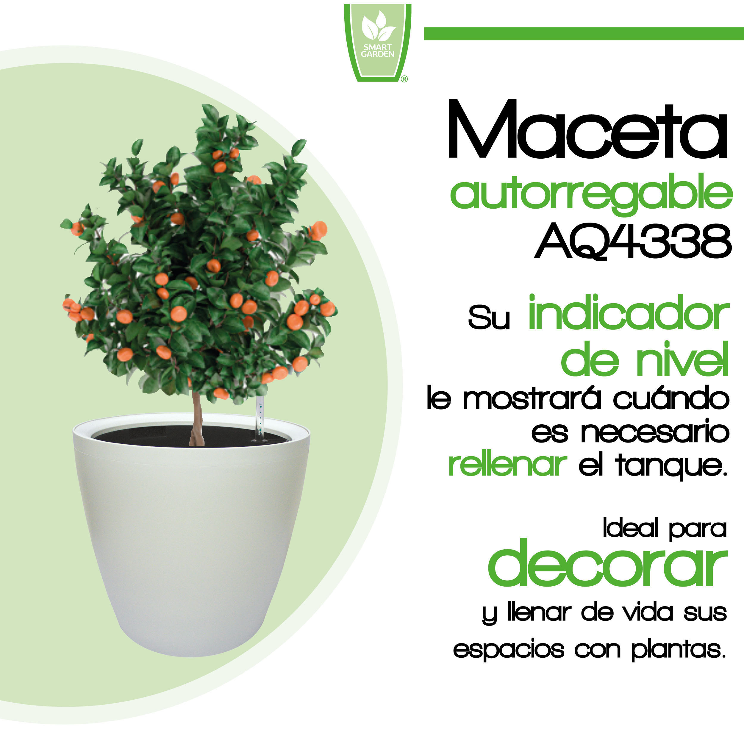 Foto 3 pulgar | Maceta Autorregable Aq4338 - Smart Garden - Grande Moderna - Blanco Mate