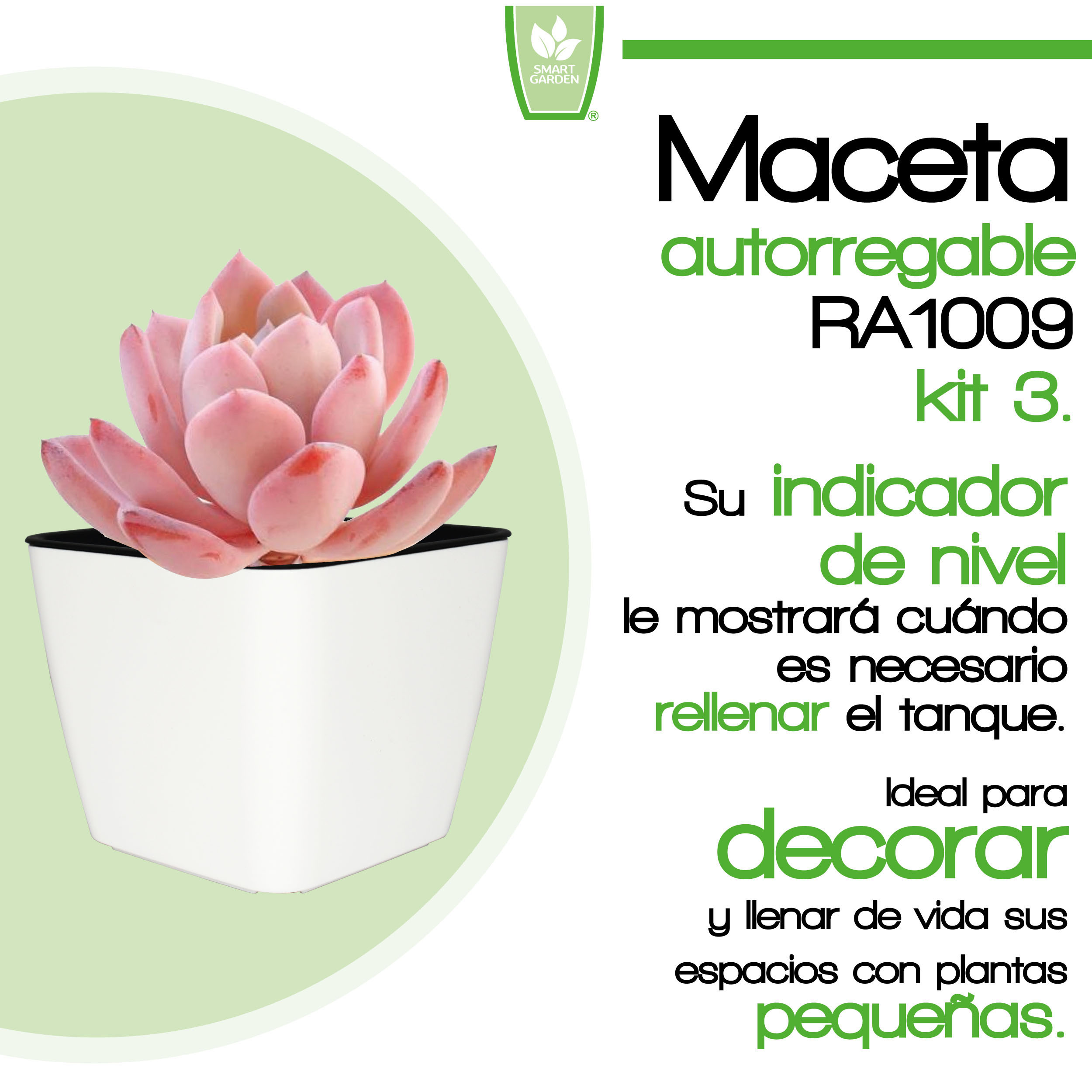 Foto 3 pulgar | Kit 3 X Maceta Autorregable Ra1009 Smart Garden - Blanco