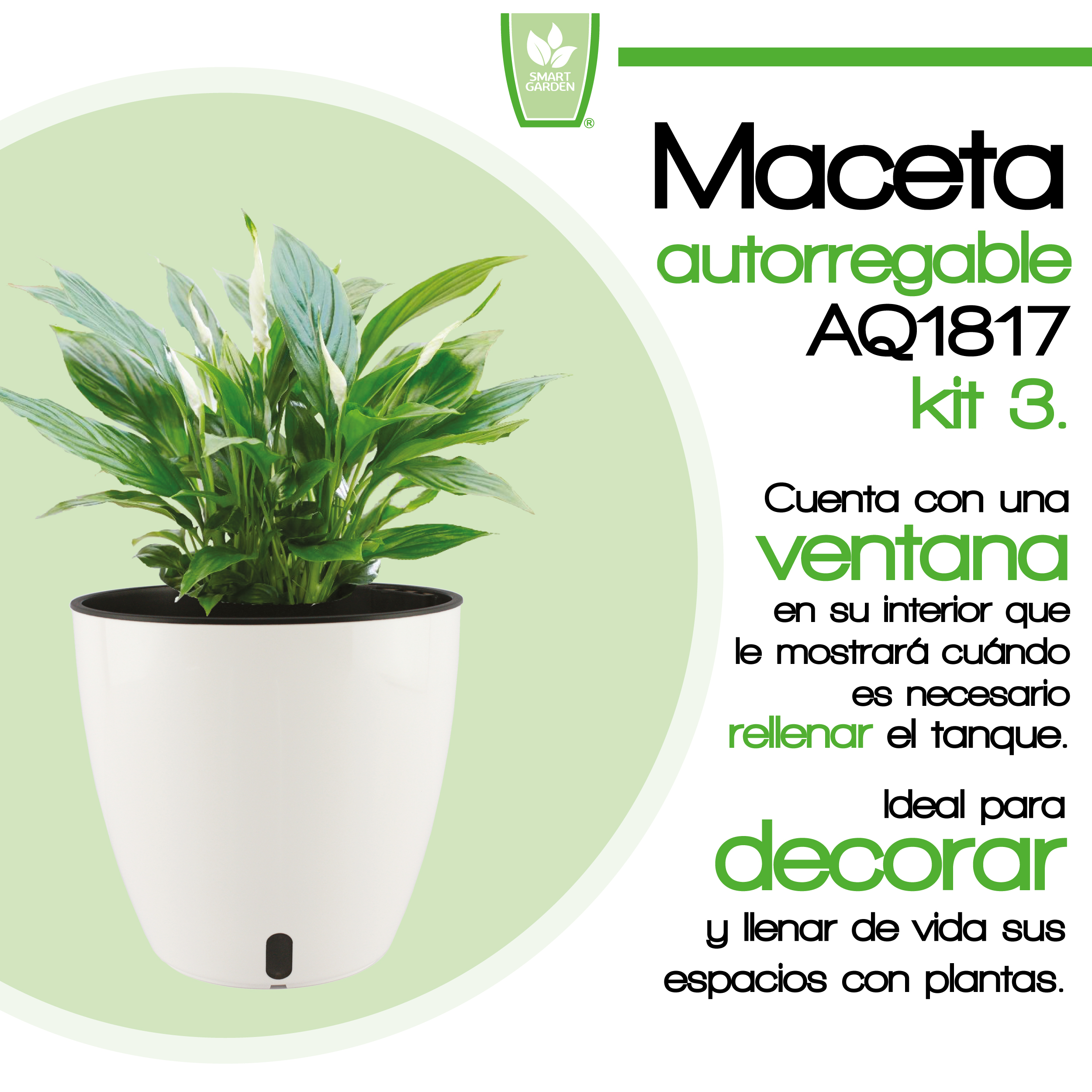 Foto 3 pulgar | Kit de 3 pz de Maceta Autorregable Aq1817 Smart Garden color Blanco