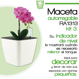 Foto 2 | Kit de 3 X Maceta Autorregable Ra1313 Decorativa Cuadrada - Smart Garden color Blanco Brilloso