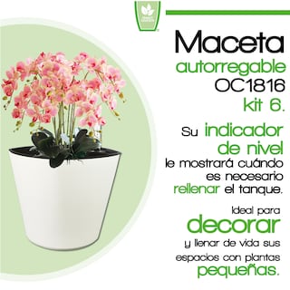 Foto 2 | Kit de 6 Maceta Autorregable Oc1816 Decorativa, Ovalada, - Smart Garden color Blanco Mate