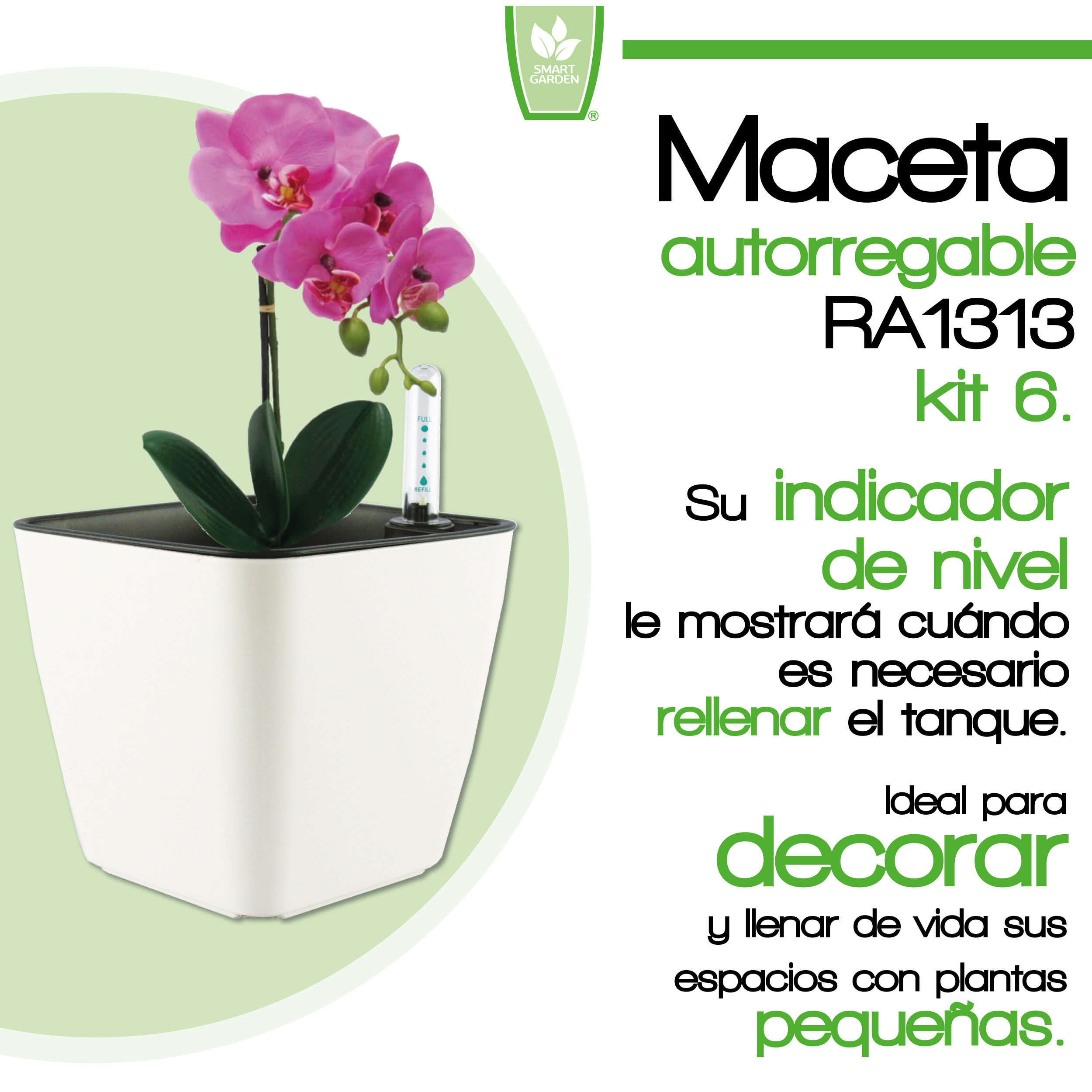 Foto 3 pulgar | Kit de 6 Maceta Autorregable Ra1313 Decorativa, Cuadrada - Smart Garden color Blanco Mate