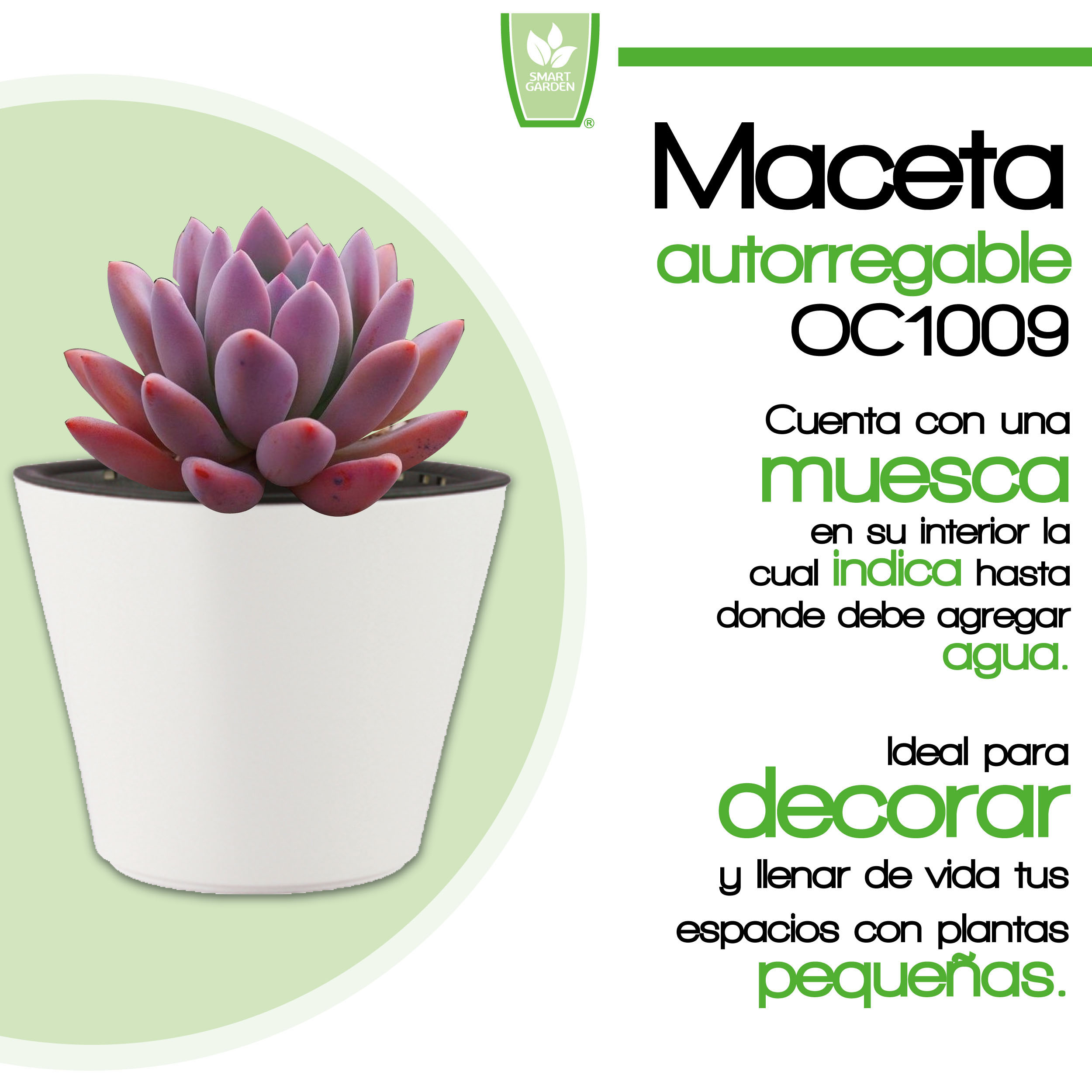 Foto 3 pulgar | Maceta Autorregable Oc1009 - Smart Garden color Blanco Mate