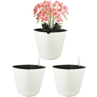 Foto 1 | Kit de 3 X Maceta Autorregable Oc1816 Decorativa Ovalada - Smart Garden color Blanco Mate