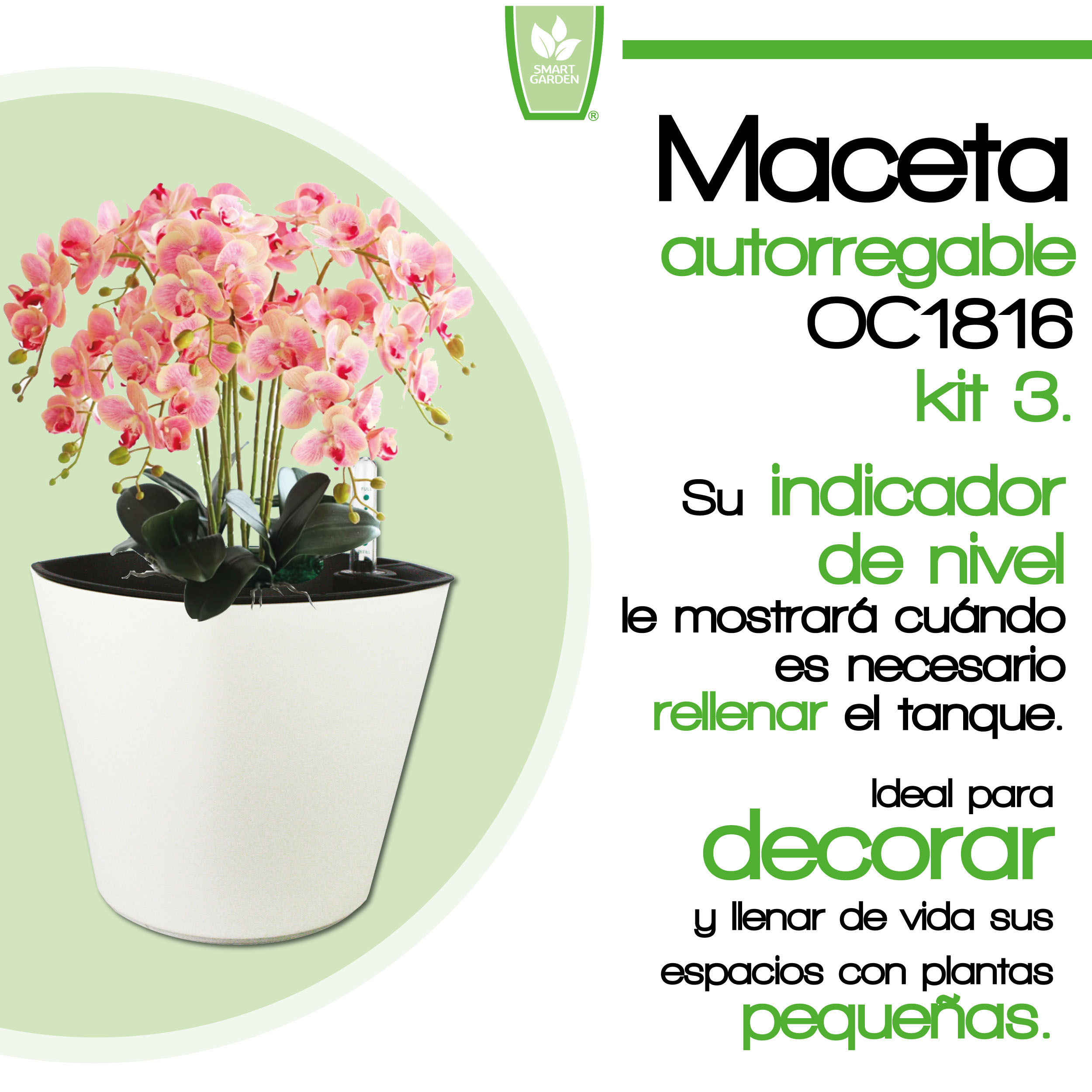 Foto 3 pulgar | Kit de 3 X Maceta Autorregable Oc1816 Decorativa Ovalada - Smart Garden color Blanco Mate