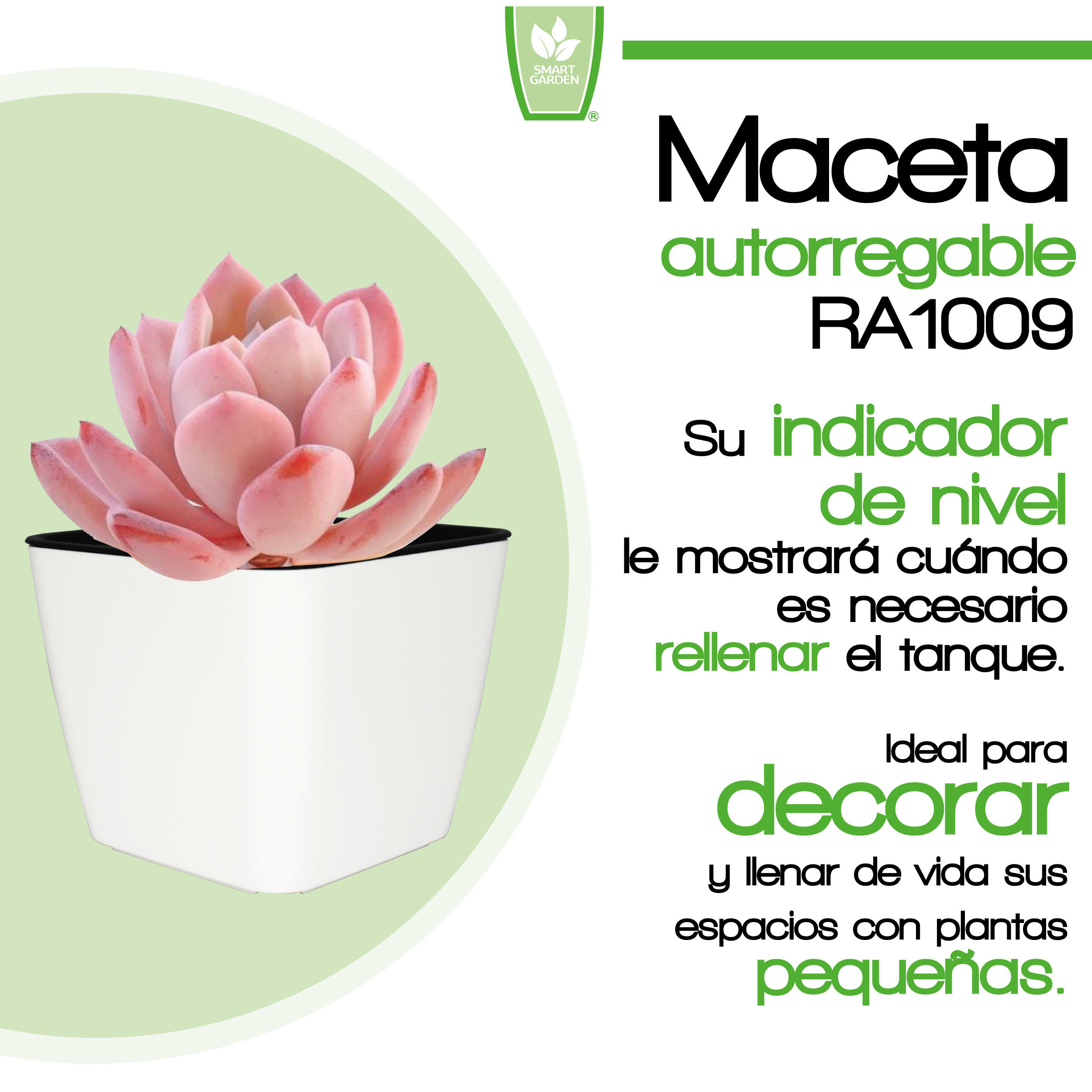 Foto 2 | Maceta Autorregable Ra1009 Decorativa Cuadrada Riego Inteligente Blanco Brilloso