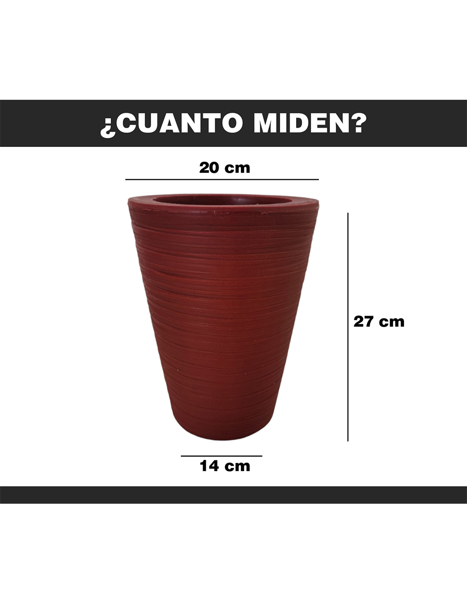 Foto 3 | Maceta Minimalista Cilíndrica Hanlob Mejor Que Fibra De Vidrio Color Tinto