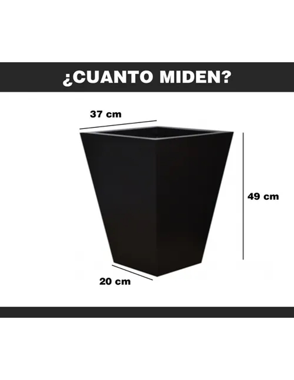 Foto 3 | Maceta Minimalista Hanlob Piramidal color Negro