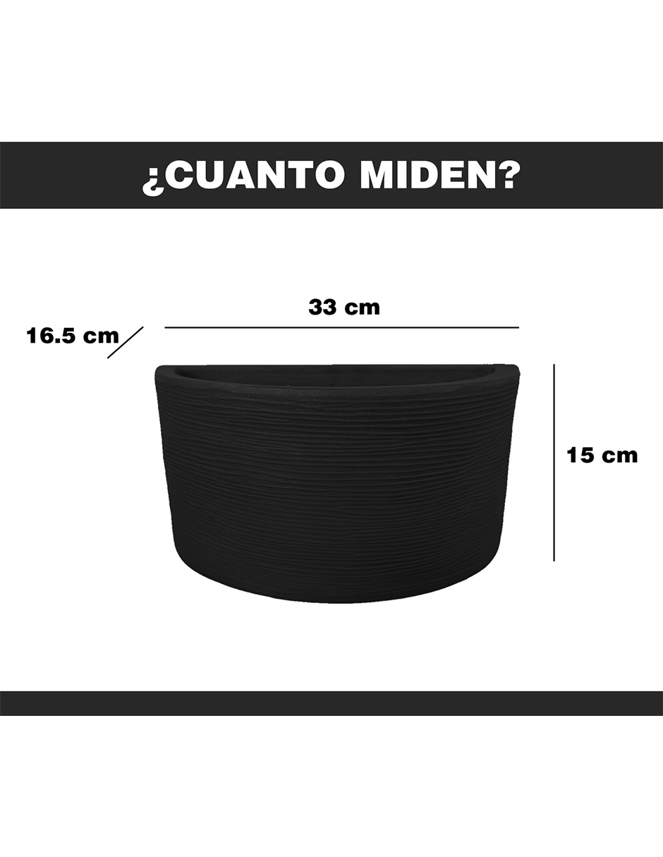 Foto 3 | Maceta Minimalista Hanlob Medio círculo color Negro Mejor que la Fibra de Vidrio