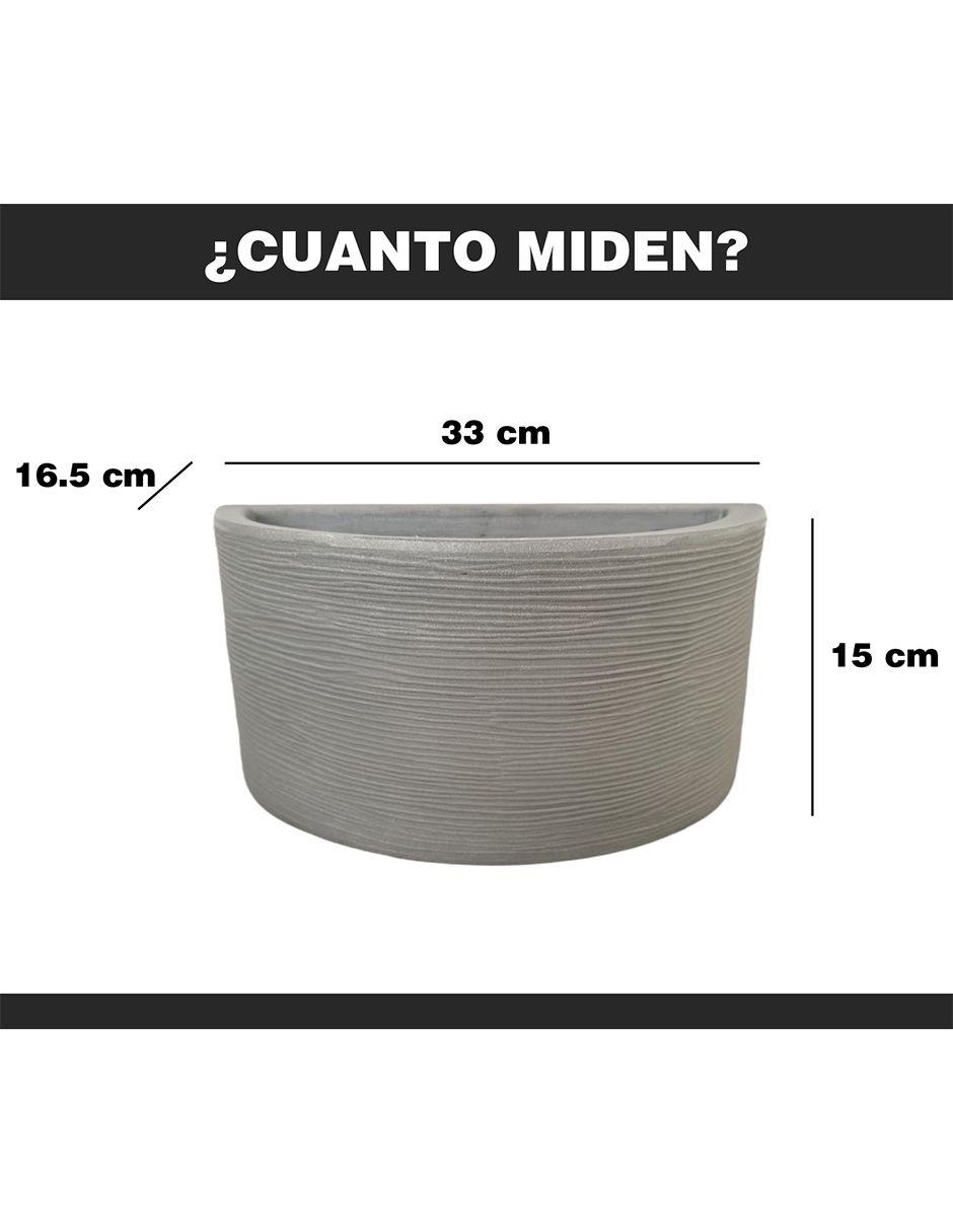 Foto 4 pulgar | Maceta Minimalista Hanlob Medio círculo color Gris Mejor que la Fibra de Vidrio