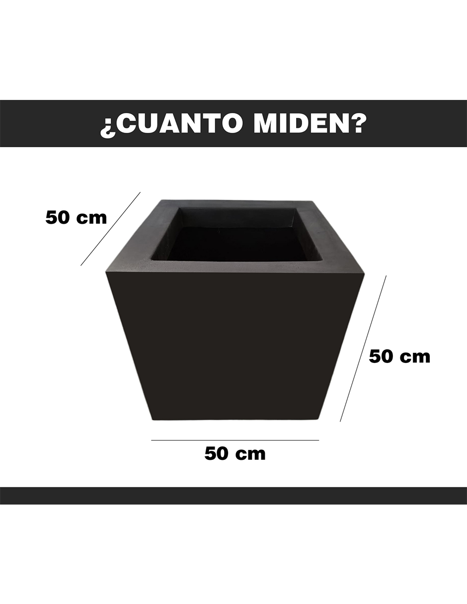 Foto 4 pulgar | Maceta Minimalista Hanlob Cubo Mejor Que Fibra De Vidrio Color Negro