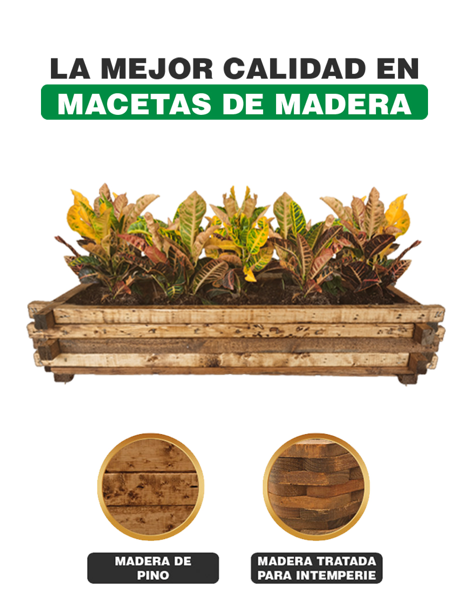 Foto 2 | Maceta de Madera Hanlob Tipo Jardinera color Marrón de Barrotillo