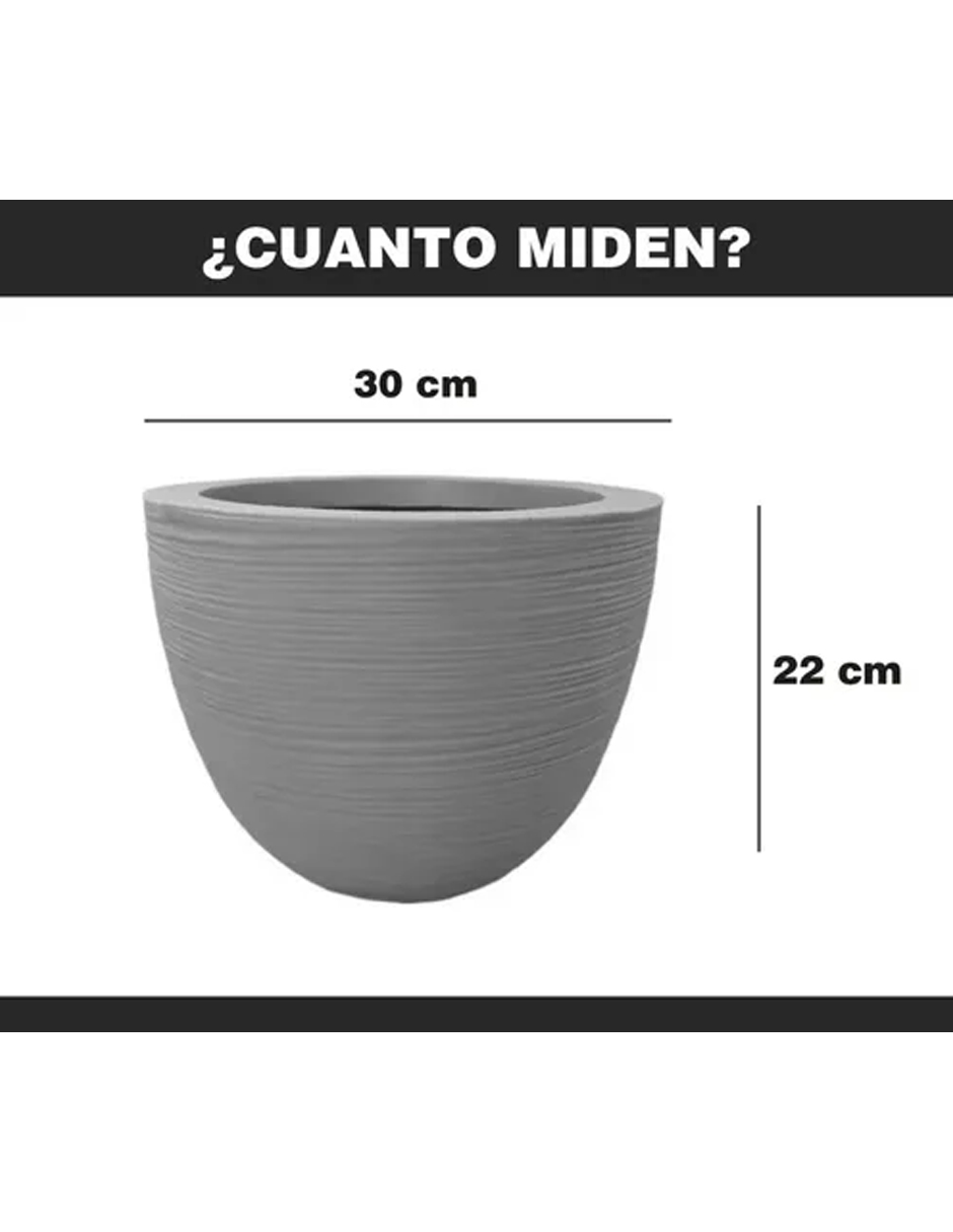 Foto 4 pulgar | Maceta Minimalista Hanlob Tazón color Gris