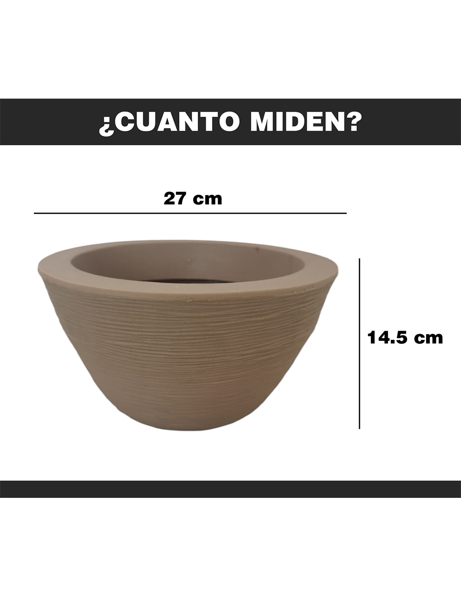 Foto 4 pulgar | Maceta Minimalista Hanlob Tazón Mejor Que Fibra De Vidrio Color Beige