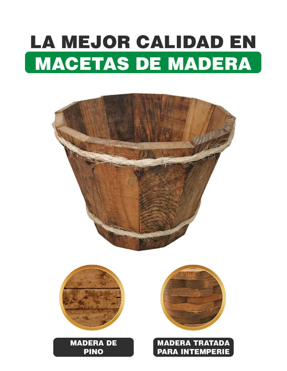 Foto 2 | Maceta de Madera Hanlob Tipo Cubeta color Marrón