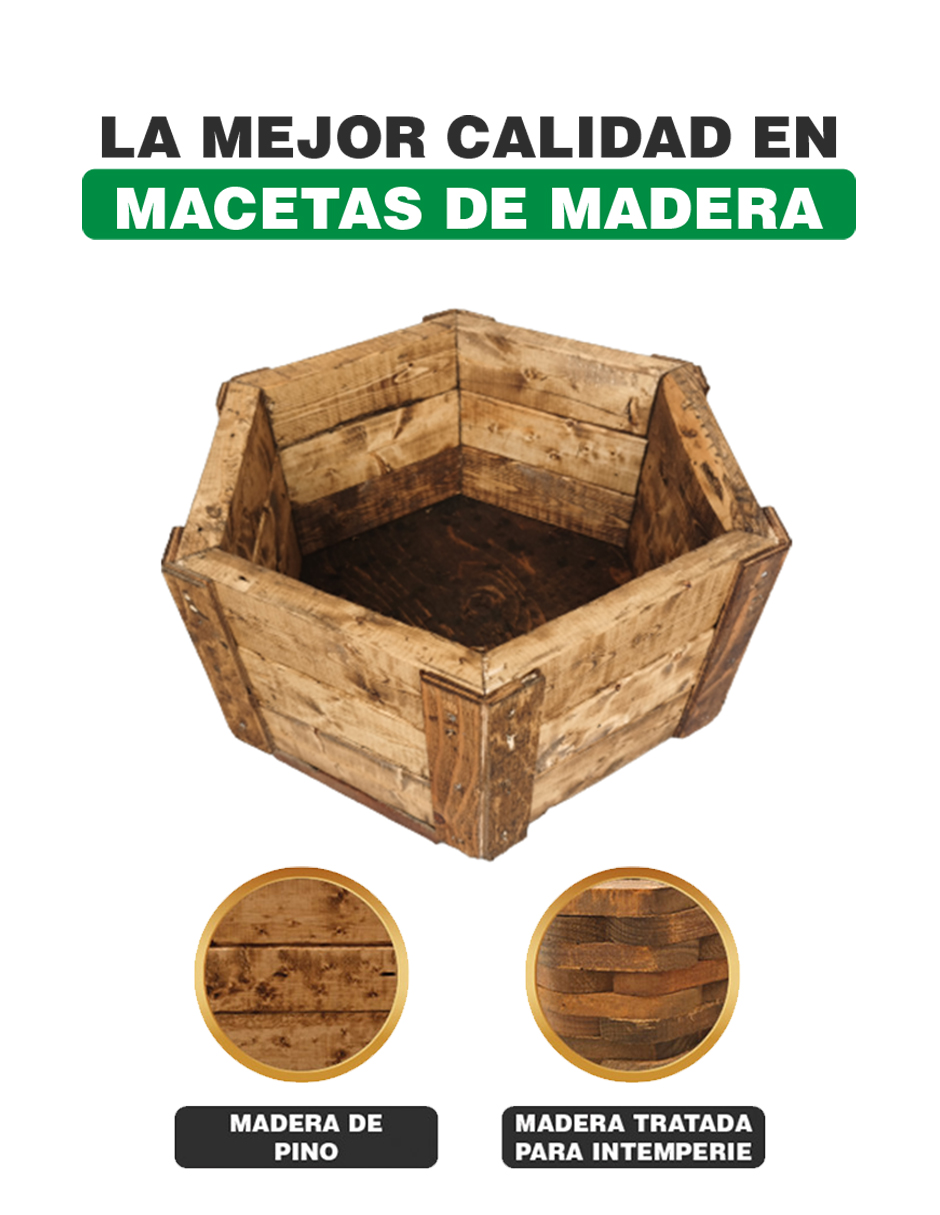 Foto 3 pulgar | Maceta de Madera Hanlob Jardinera Hexagonal