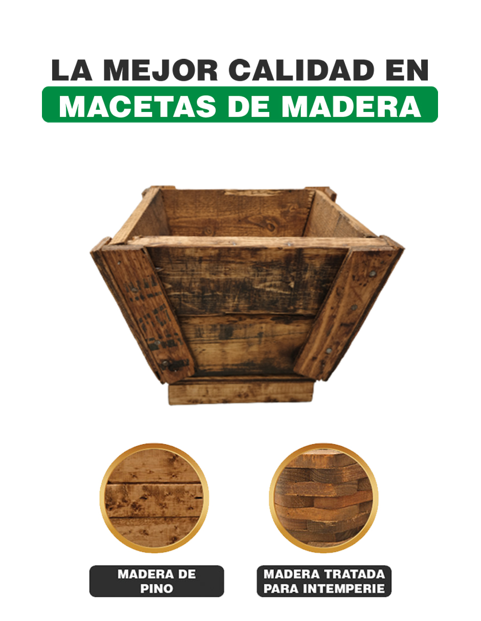 Foto 2 | Maceta De Madera Hanlob Tipo Cono Mini