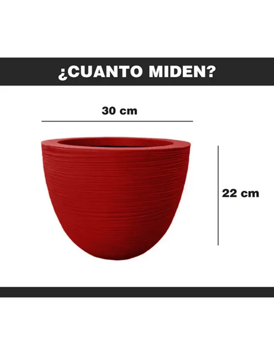 Foto 4 pulgar | Maceta Minimalista Hanlob Tazón color Rojo