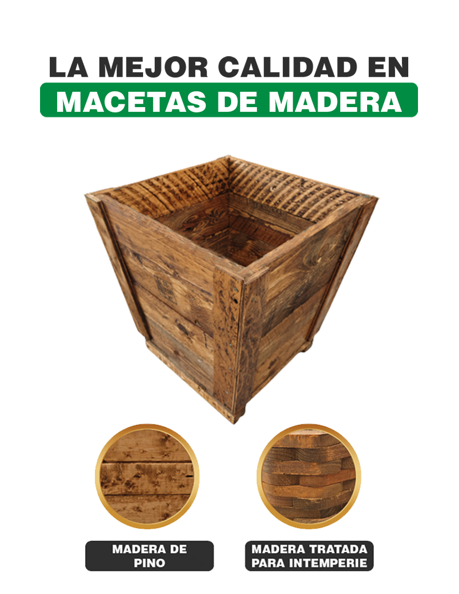 Foto 3 pulgar | Maceta De Madera Hanlob Tipo Jardinera De Cono Mediana