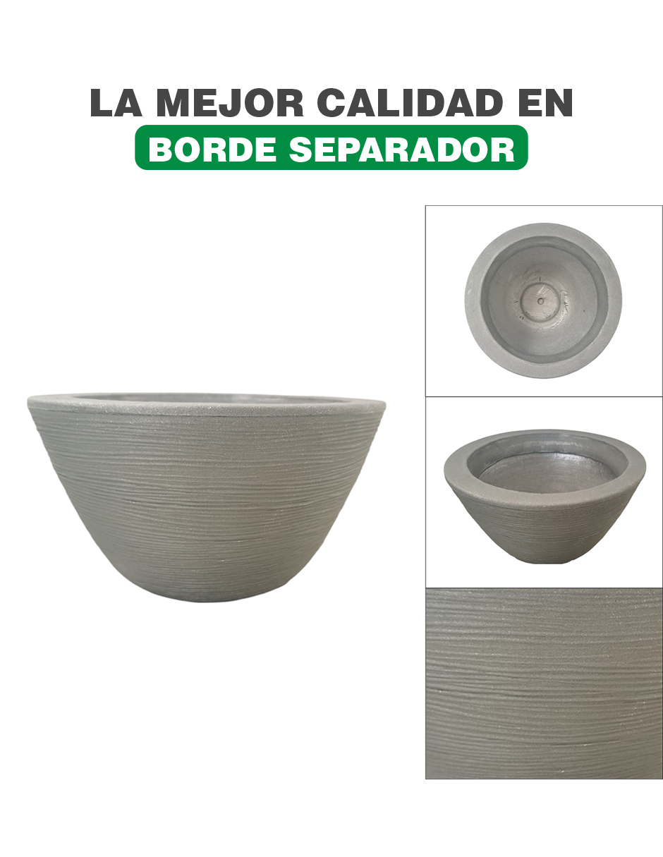 Foto 2 | Maceta Minimalista Tazón Mejor Que Fibra De Vidrio Color Gris