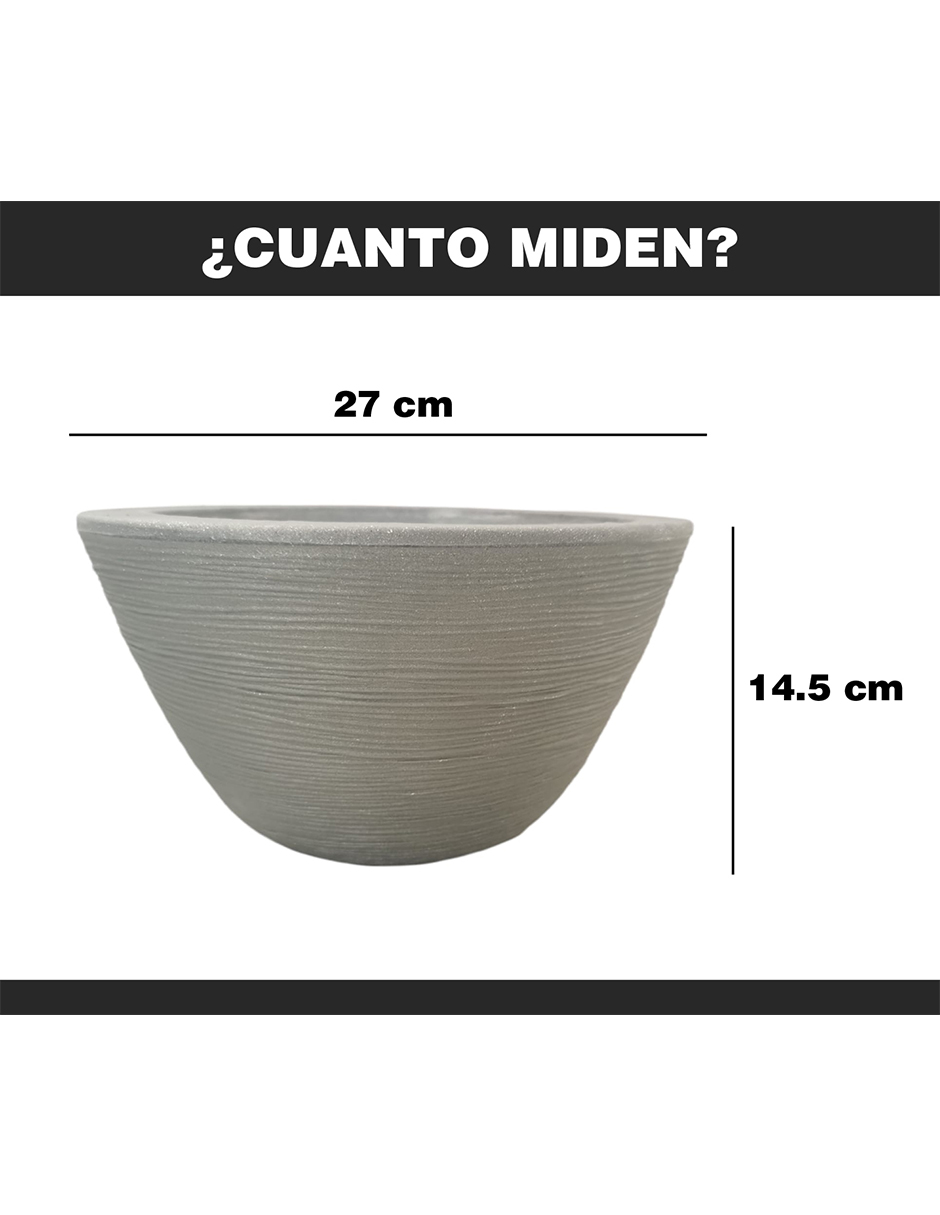 Foto 4 pulgar | Maceta Minimalista Tazón Mejor Que Fibra De Vidrio Color Gris