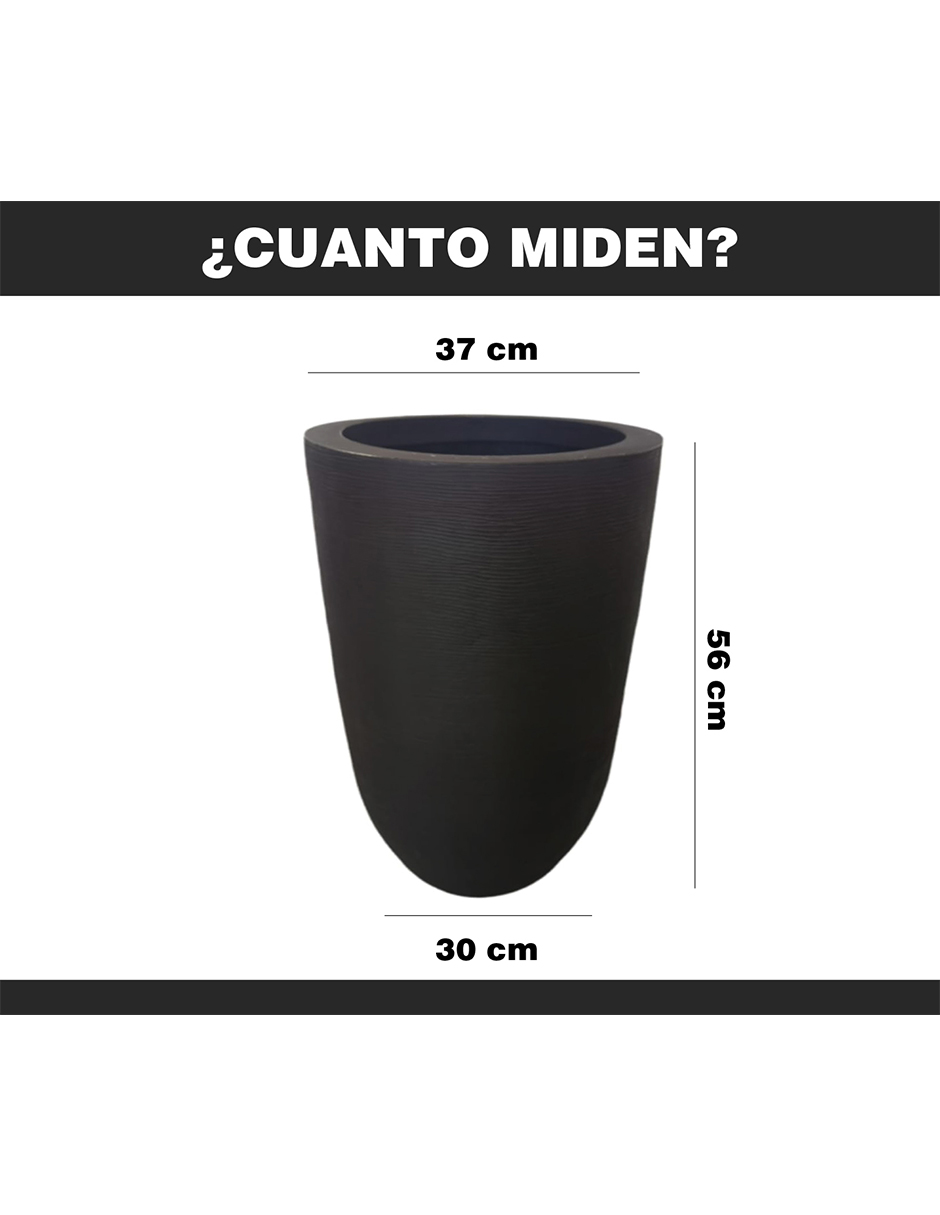 Foto 4 pulgar | Maceta Minimalista Hanlob Cilíndrica Mejor Que Fibra De Vidrio  Color Negro