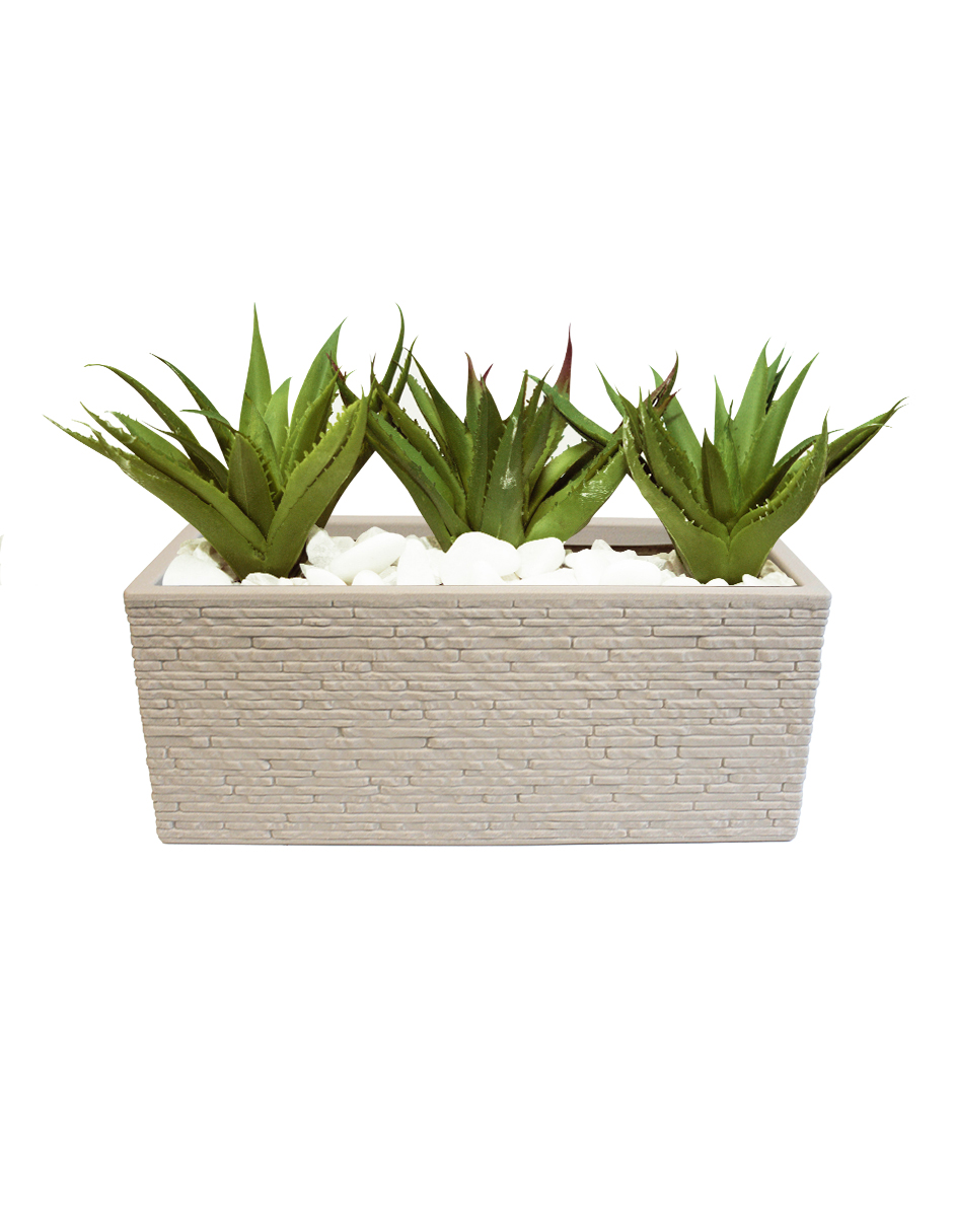 Maceta Jardinera Rectangular Ag Box de Plástico Efecto Ladrillo color Gris